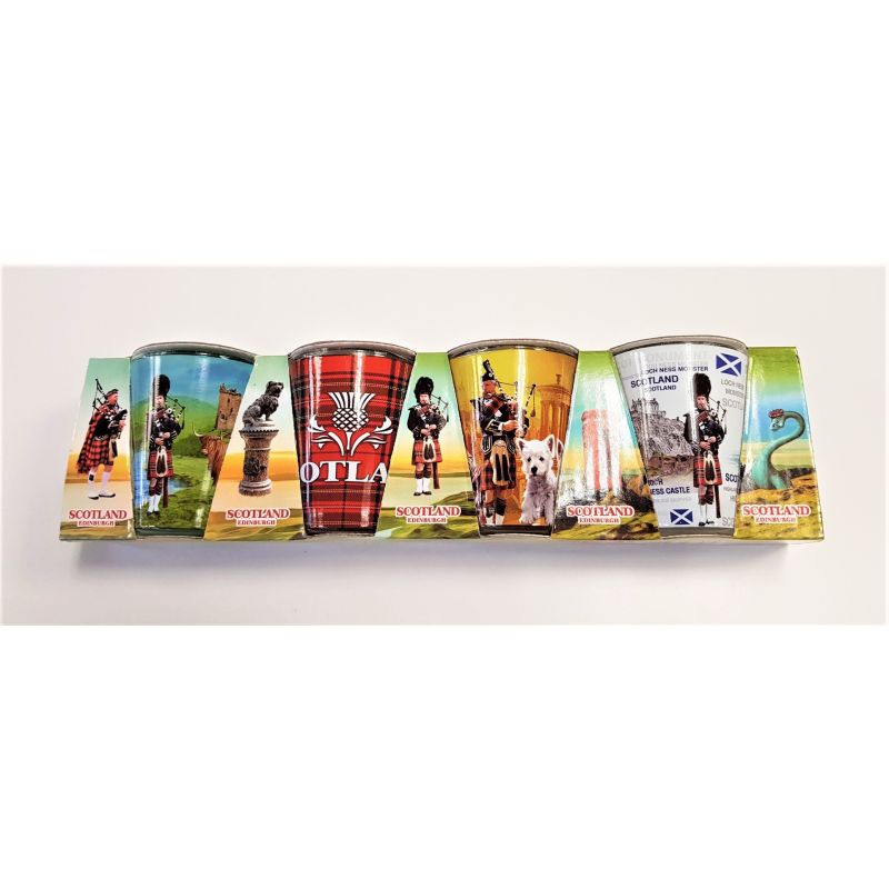 Scottish themed shot glasses