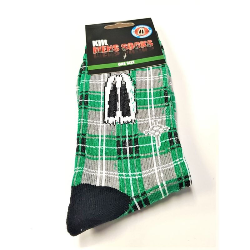 Scottish Tartan Kilt socks one size Green