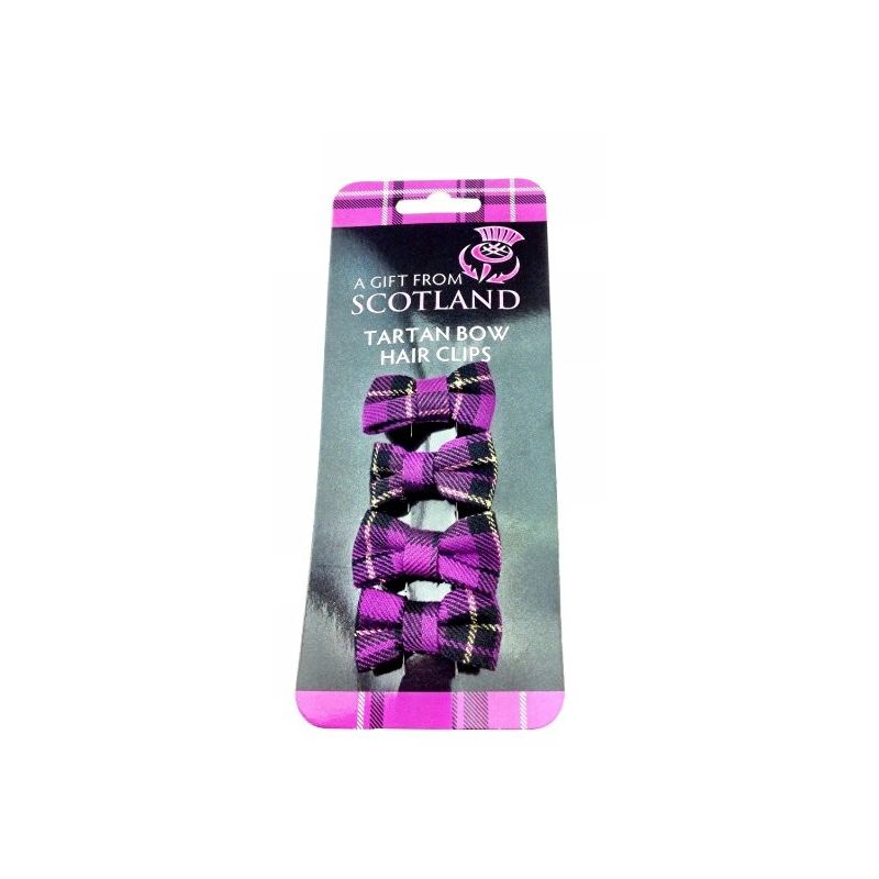 Purple Tartan Bow hair Clips