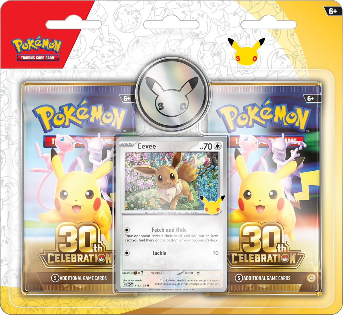 Pokémon TCG: 30th Celebration 2-Pack Blister (1 Foil Card, 1 Coin & 2 Boosters)***MAX 2 PER CUSTOMER***