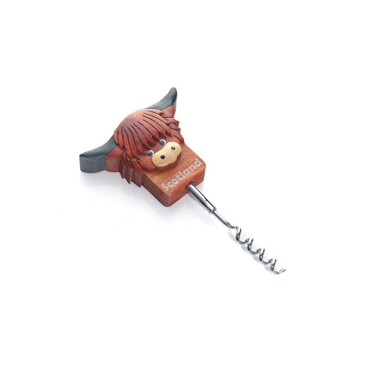 WOODEN HIGHLAND COW CORKSCREW MAGNET