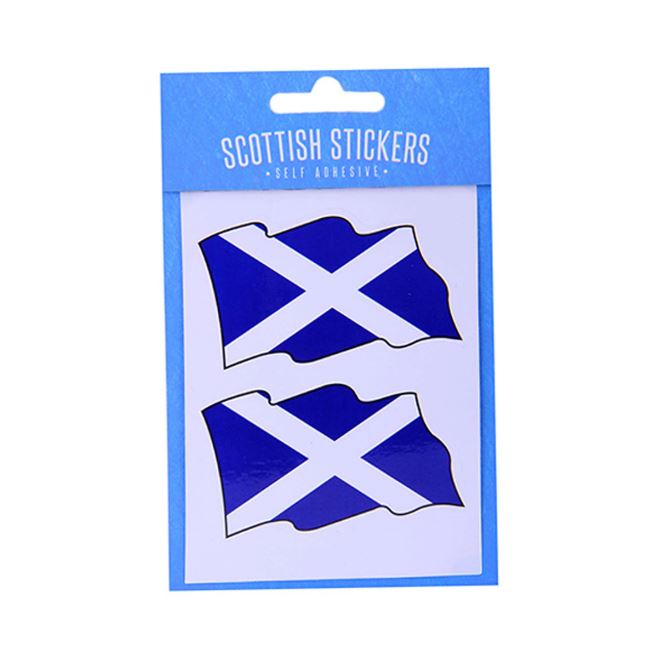 Saltire Wavy Flag Mini Sticker X 2