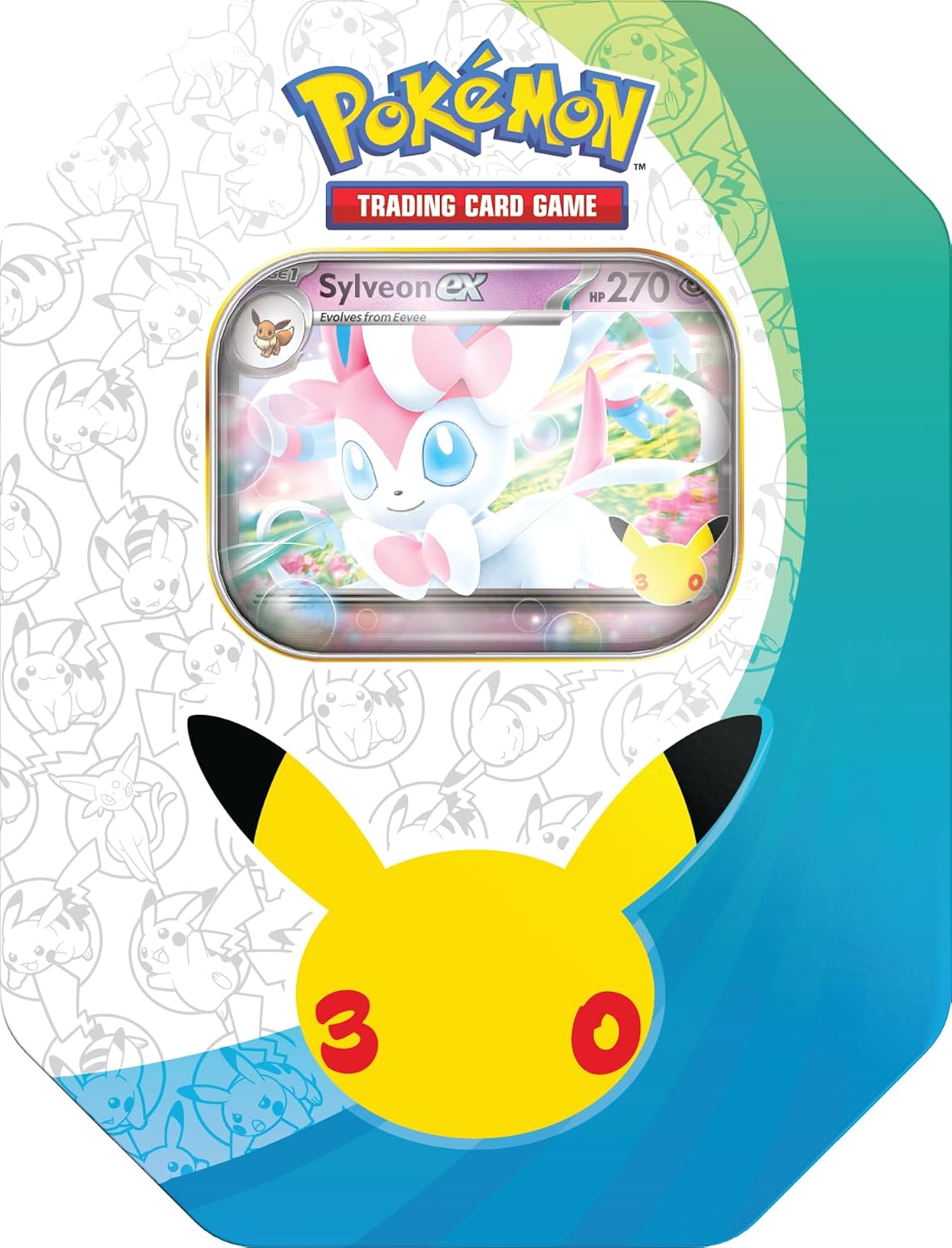 Pokémon TCG: 30th Celebration Tin - Sylveon ex (1 Foil Promo Card & 4 Booster Packs)