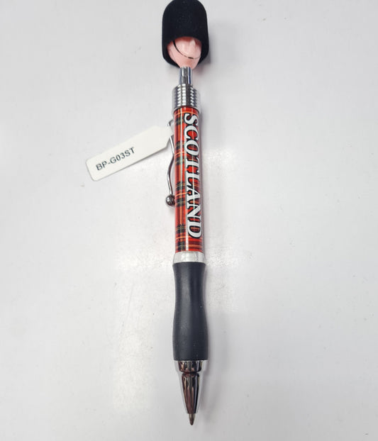 BALLPOINT PEN SOLDIER HEAD WITH SCOTTISH TARTAN DESIGN