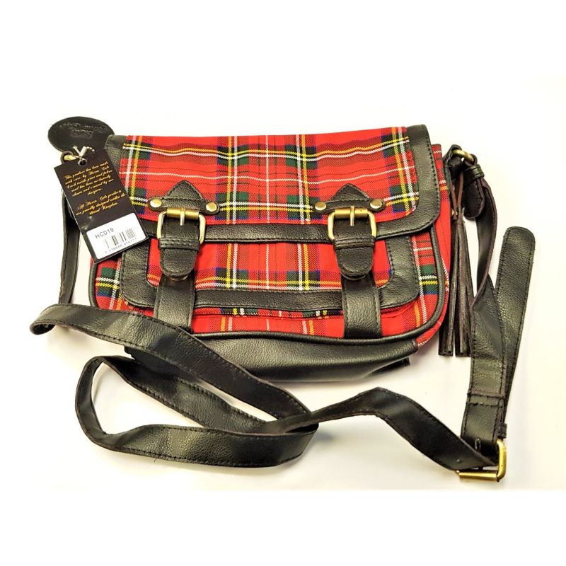 Harris Cole tartan funky Tartan Satchel Leather