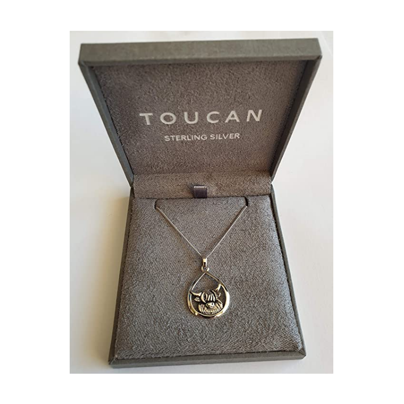 Sterling Silver Highland Cow Head Pendant Necklace