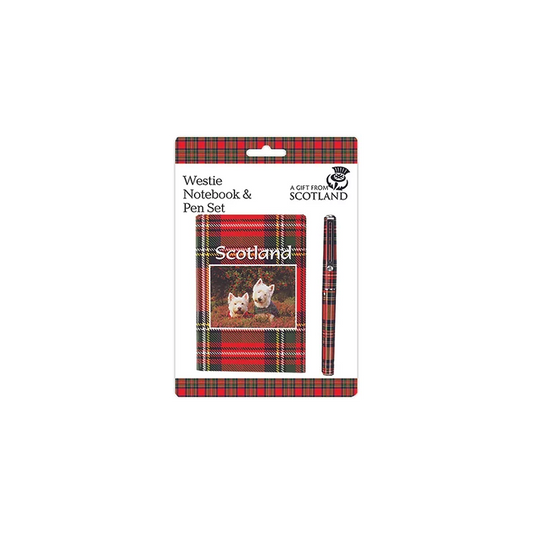 Scottish Gift - Tartan Westie Note book And Pen - Dispatched same day - No Quibble Guarantee