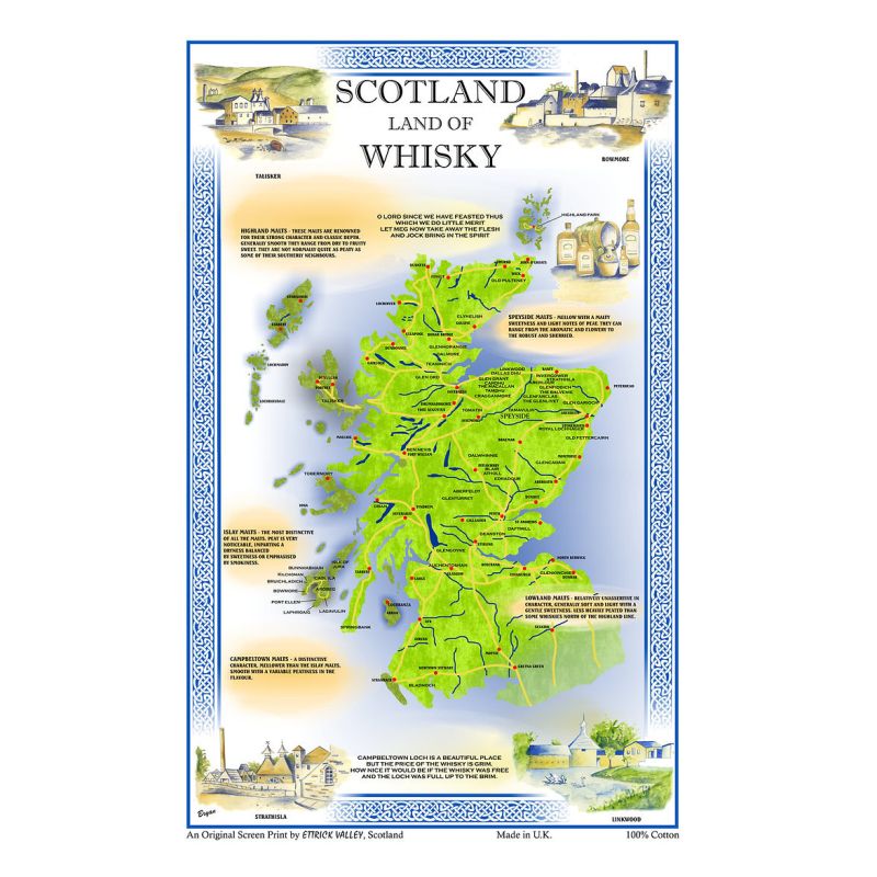 Whisky Map Tea towel