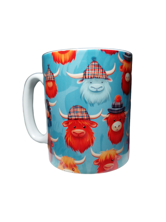 Highland Cow Mug - Blue Super Cute