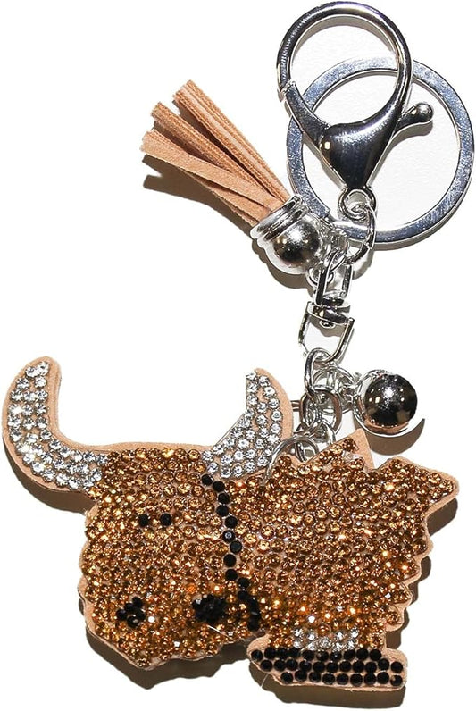 Highland Cow Diamante Keyring