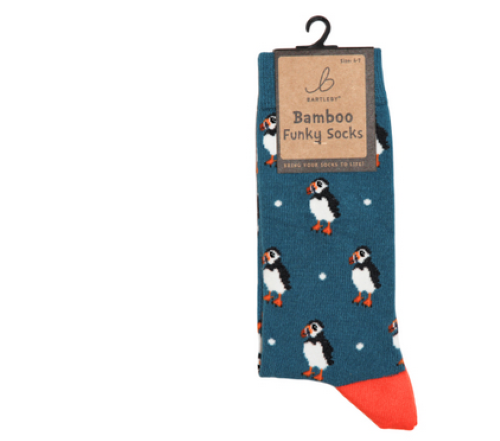 Ladies Funky Bamboo Socks - Puffy Puffin