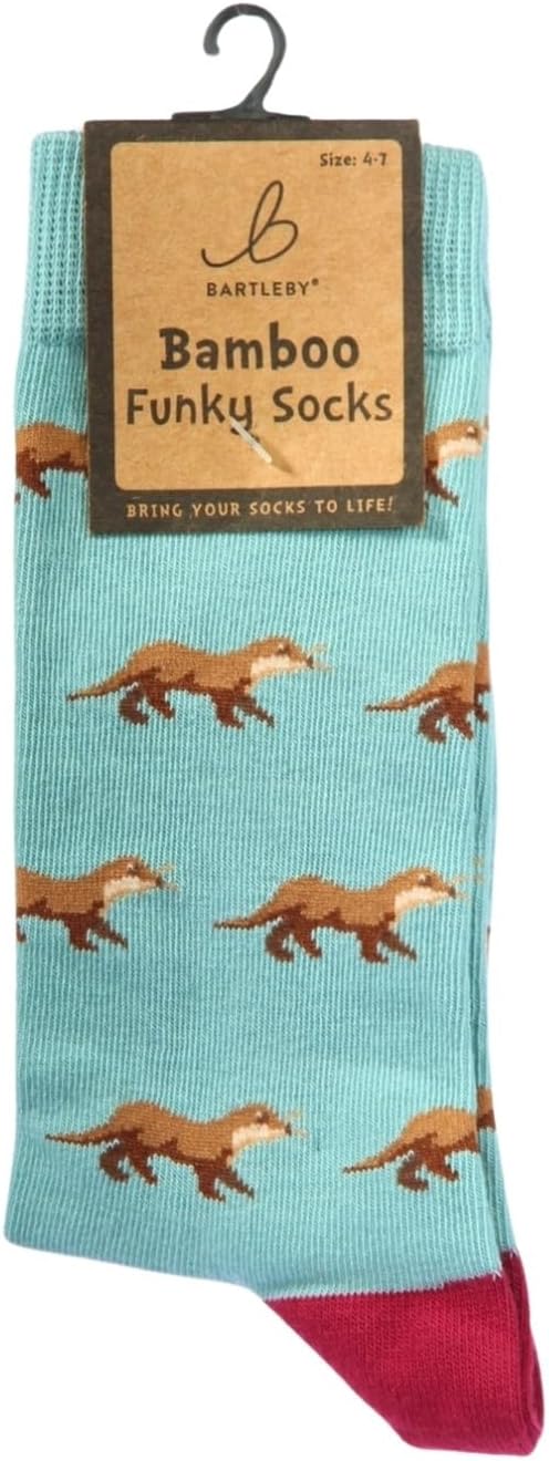 Otter Socks Soft Bamboo Blend Light Blue with Red Toe, Size 4-7