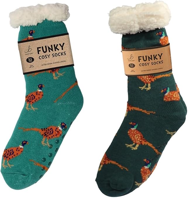 Funky Cosy Sherpa Socks - Golden Pheaseant - 1 Pair (Colour Chosen At Random)