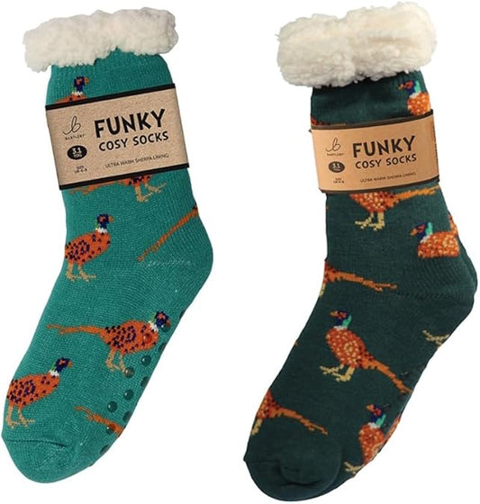Funky Cosy Sherpa Socks - Golden Pheaseant - 1 Pair (Colour Chosen At Random)