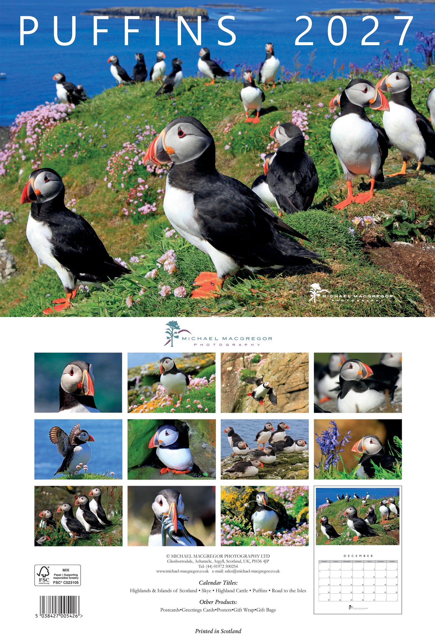 Michael Macgregor Puffins 2027 Calendar