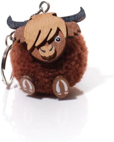 HIGHLAND COW MDF POM POM KEYRING