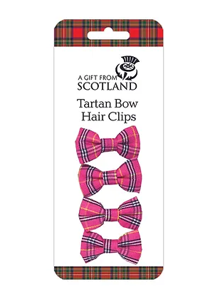 Pink Tartan Bow hair Clips