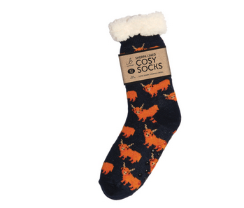Mens Sherpa Socks - Highland Cow