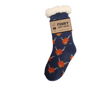 Ladies Sherpa Socks - Highland Cow