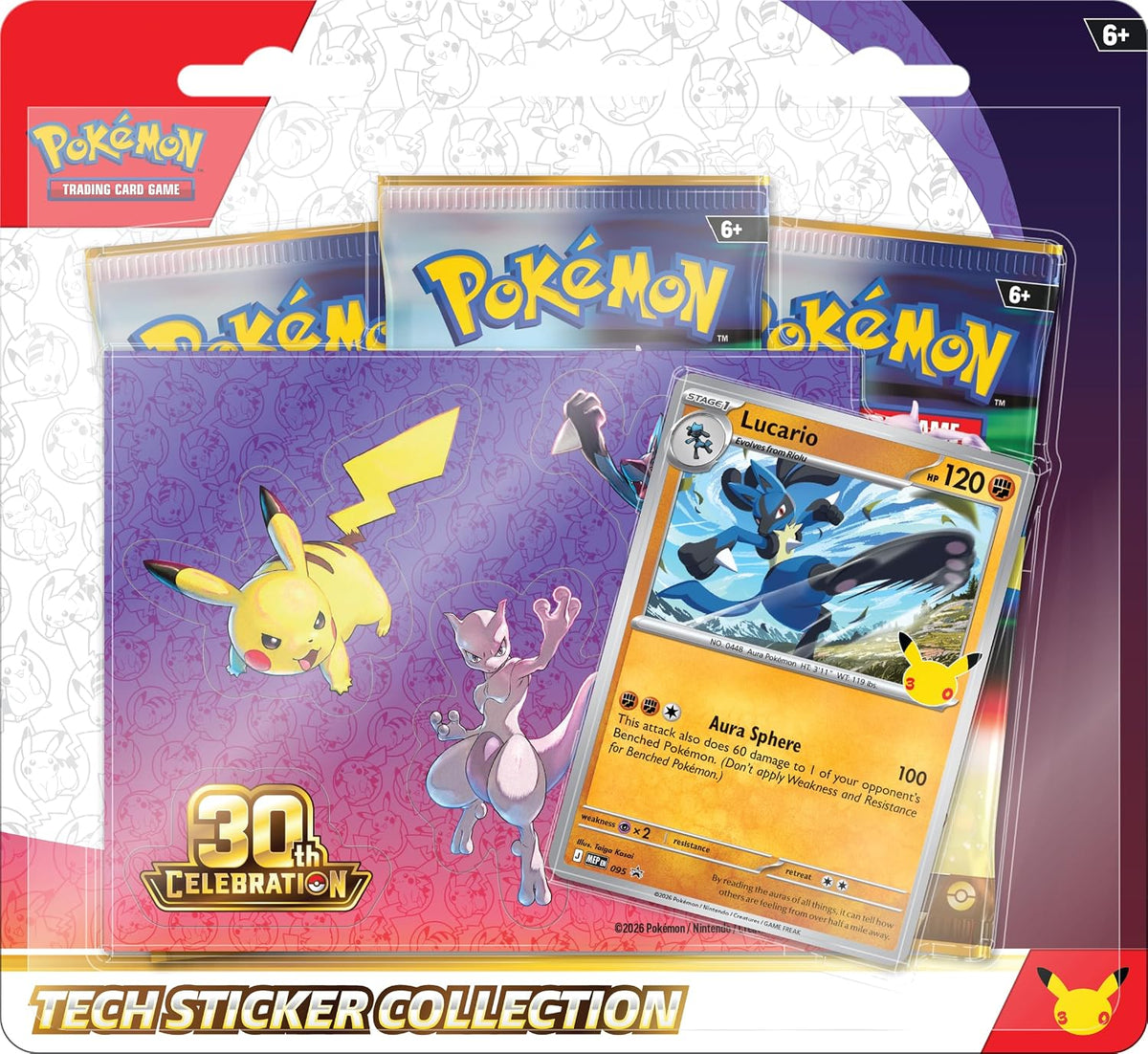 Pokémon TCG: 30th Celebration Tech Sticker Collection—Lucario (1 Foil Promo Card & 3 Booster Packs)***MAX 2 PER CUSTOMER***