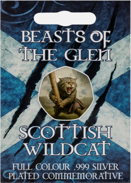 BEASTS OF THE GLEN - SCOTTISH WILDCAT Full Colour Silver Commemorative Coin