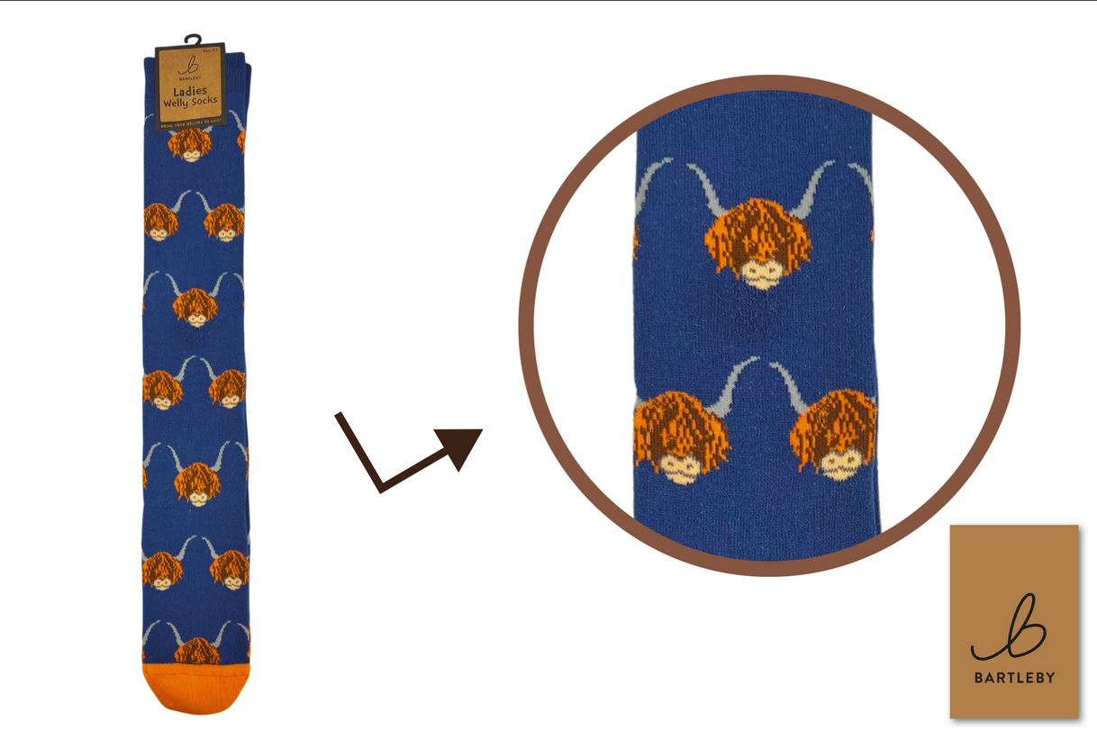 Funky Welly Sock - NEW Highland Cow
