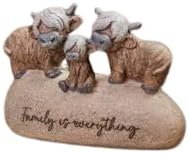 DOUGAL HIGHLAND COW ORNAMENT POLYRESIN "FAMILY IS EVERYTHING"