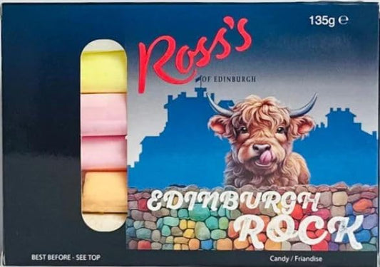 Ross's of Edinburgh Skye MacCoo Edinburgh Castle Rock - 6 Stick Edinburgh Rock in Gift Box, 135g