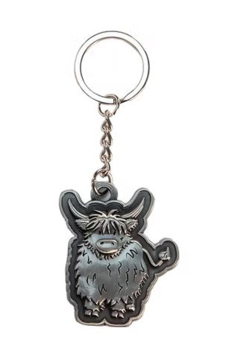Metal Highland Coo Keyring