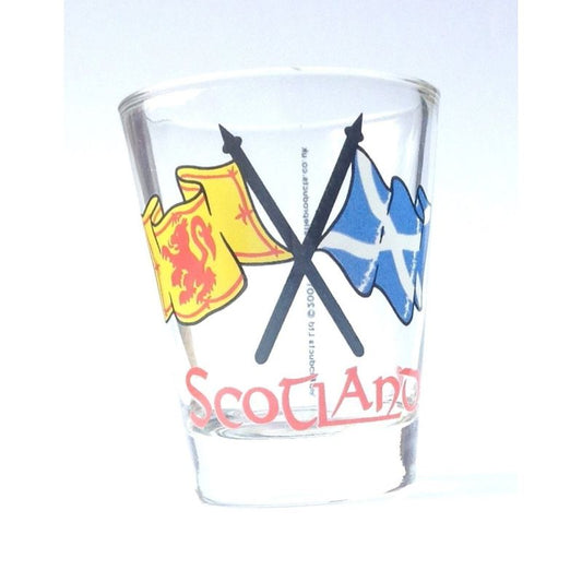 Saltire & Lion Rampant Twin 'Scotland' Flag Whisky Shot Glass