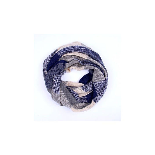 Basket Weave Style Snood, Blue and Grey Colours