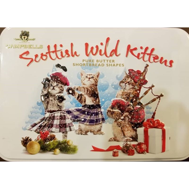 Scottish Christmas Wild Kittens Shortbread in tin
