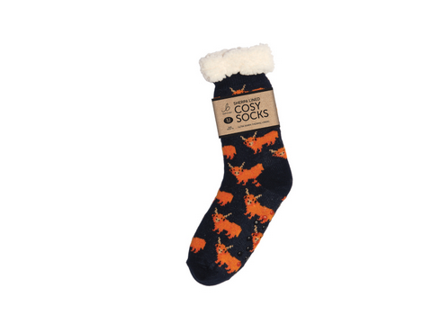 Mens Sherpa Socks - Highland Cow