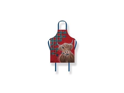 D&C Supplies McMoo Highland Cow Tartan Print Cotton Denim Adult Apron