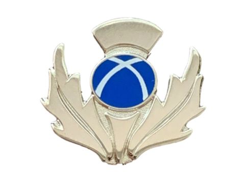 Scottish Saltire Thistle Shaped Pin Badge