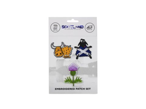 Scottish embroidered patch set coe sheep and thistle