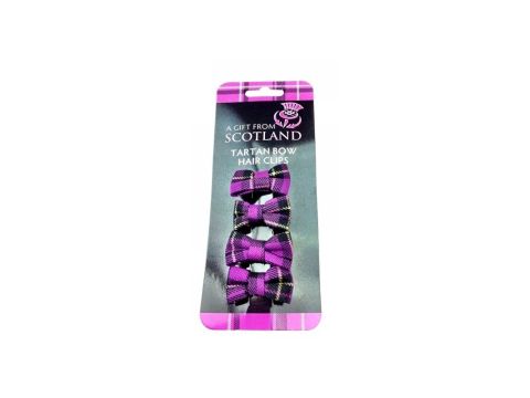 Purple Tartan Bow hair Clips