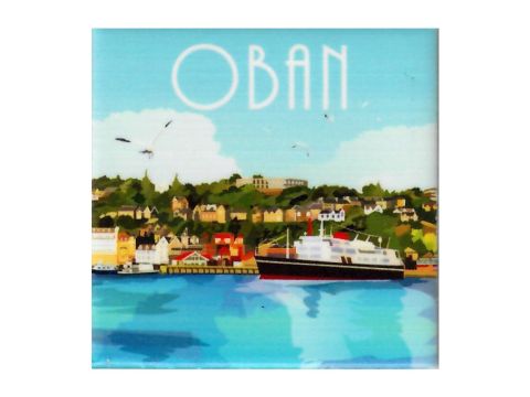 Oban Ceramic Magnet - McCaigs Tower - Cal Mac Ferry