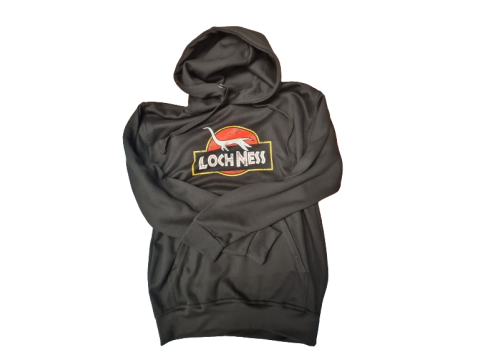 Nessie Dinosaur Black Hoodie - Small