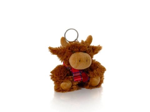 HIGHLAND COW PLUSH KEYRING WITH TARTAN SCARF 10CM