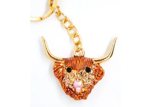 Metal and Diamante Highland Cow/Puffin or Robin Keyring (1 SUPPLIED)