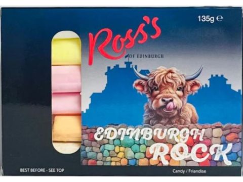  Ross's of Edinburgh Skye MacCoo Edinburgh Castle Rock - 6 Stick Edinburgh Rock in Gift Box, 135g 