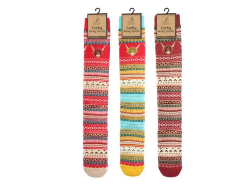 Funky Welly Socks - Nordic Highland Cow (1 SUPPLIED)
