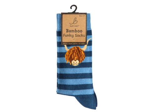 Funky Bamboo Socks - Striped Highland Cow