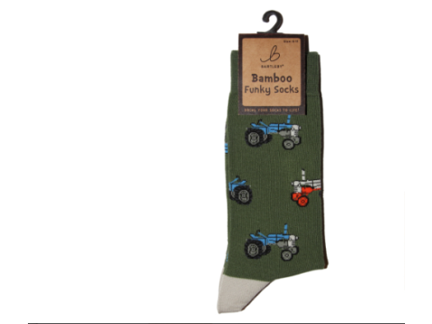 Mens Funky Bamboo Socks - Retro Tractor