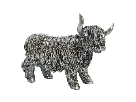 Silver Highland Coo Figurine 12cm