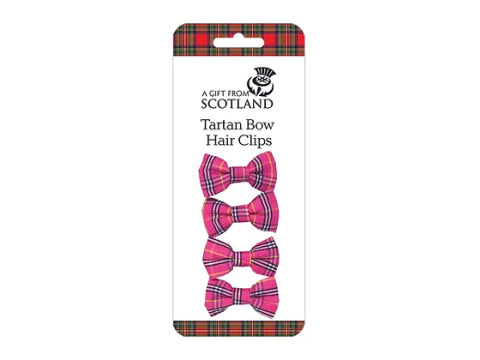 Pink Tartan Bow hair Clips