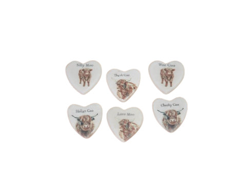 MARBLE DOUGAL HIGHLAND COW HEART TOKEN (1 SUPPLIED)