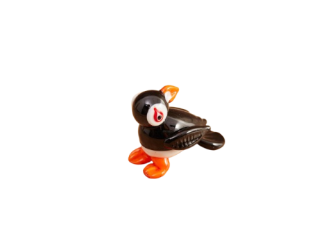 Black Puffin Glass Ornament