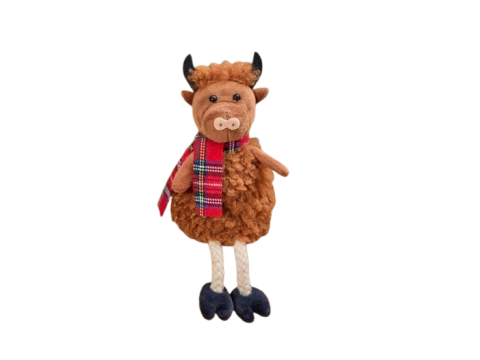 HIGHLAND COW WITH TARTAN SCARF 